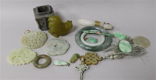 A group of Chinese jade and hardstone carvings